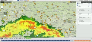 The WunderMap rain radar data, plus loads of other data like wind and temperature, too.