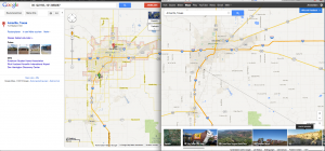 search results shown on map: old (left) vs. new (right) google maps