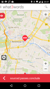 mobile view of what3words app