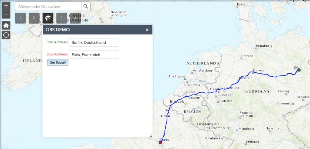 The route from Paris to Berlin